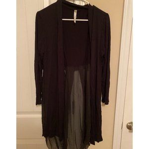 NY Collection Long Sleeve Black Wrap Cardigan